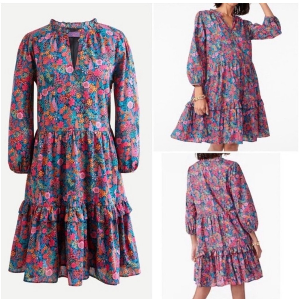 JCrew x Liberty Colorful Floral Tiered Dress